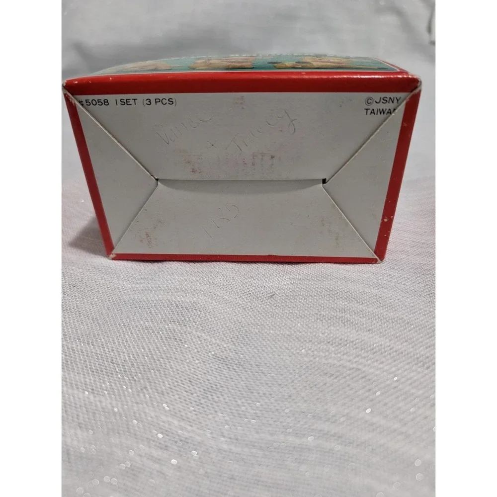 Vintage 1960s JSNY Tumbling Reindeer Set of 3‎ Porcelain Bisque Figurines w/ Box